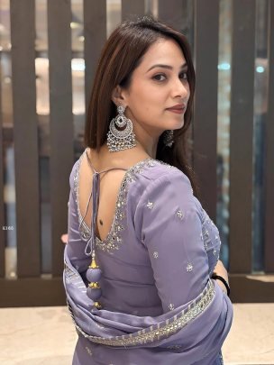 Lavender Georgette Palazzo Suit Set With Sequences Work