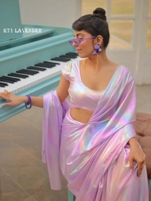 Lavender Shiny Saree For A Timeless Look