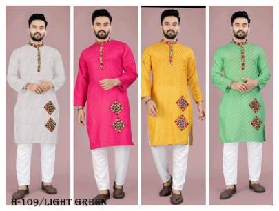 Light Green Cotton Navratri Ladise and Mens Couple Combo