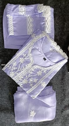 Light Lavender Color Organza Kurti Pant Set by Fab Funda
