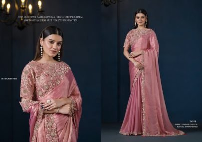 Light PInk Chiffon Saree Moh Manthan 24500 Series Stardust By Mahotsav