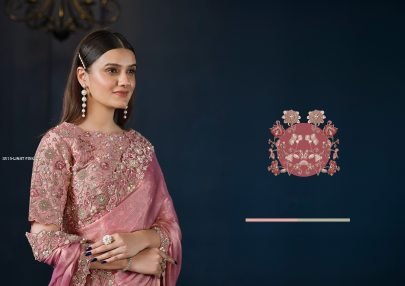 Light PInk Chiffon Saree Moh Manthan 24500 Series Stardust By Mahotsav