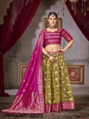 Ligth Green Jaquard Silk Lehenga Choli