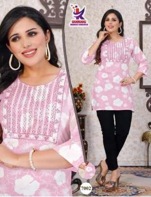 Little Lady Beautiful Rayon Sequence Embroidery Work Tunic Top