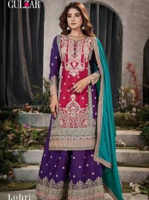 Lohri By Gulzar Designer Wedding Wear Heavy Work Chinon Pakistani Plazzo Set