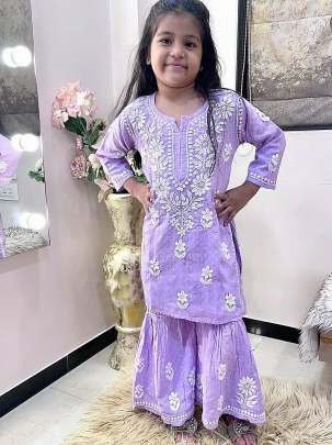 Lovender Designer Full Stitched Kids Girls Sharara Suits