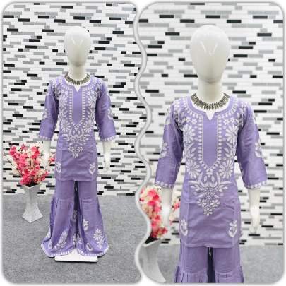 Lovender Designer Full Stitched Kids Girls Sharara Suits