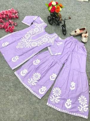 Lovender Designer Full Stitched Kids Girls Sharara Suits