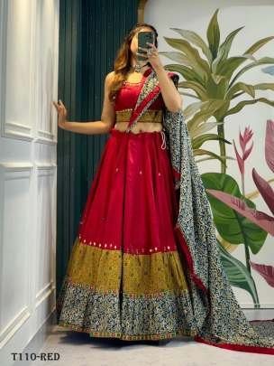 Luxurious Offer Collection Red Muslin Cotton Lehenga Choli