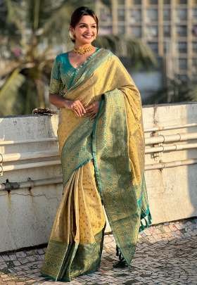 Luxury Look Gonden Woven Pallu Pure Soft Tissue Saree