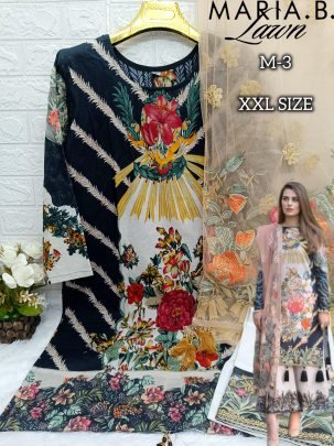  M Series 3 Lawn Cotton Pakistani Suit by Maria B