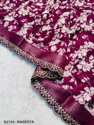 Magenta Pink crepe Silk Saree