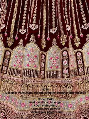 Maroon Celebrity Bridal Velvet Lehenga Choli