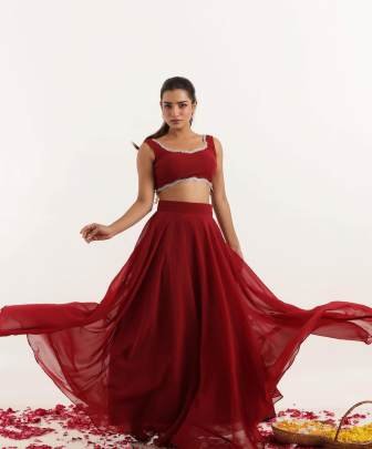 Maroon Colour  Pure Georgette Lehenga Choli With Dupatta