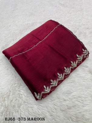 Maroon Jimmy Choo Saree With  Blouse Piece