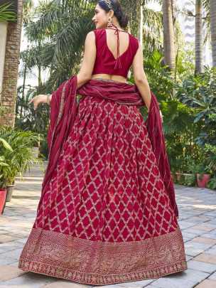 Marvelous Maroon Thread Work Stitched Lehenga choli