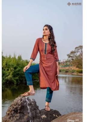 Mayree Brand Breezy Fancy Long Rayon Straight Kurti