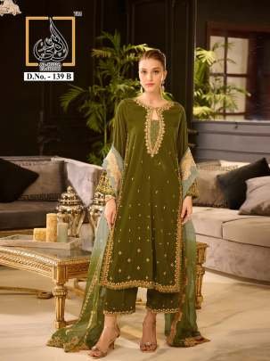 Mehendi Color Heavy Embroidery Work Suit Set