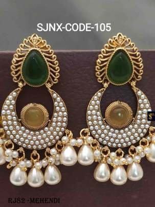 Mehendi Colour Design Kundan Dangle Earring