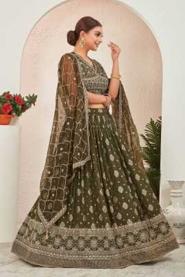 Mehendi Special Jacquard Dola Silk Embroidered Lehenga Choli