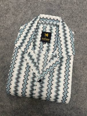 Men s Shirt with Sky Blue and Black Stripes