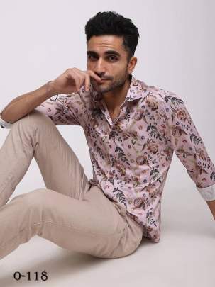 Mens Exclusive Baby Pink Full Sleeves Shirt