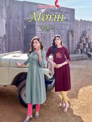 Morni Vol 2 Beautiful Hand Work Rayon Kurtis By Koodee