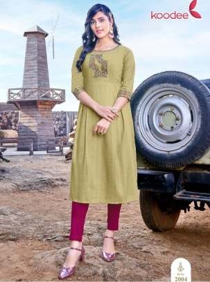 Morni Vol 2 Beautiful Hand Work Rayon Kurtis By Koodee