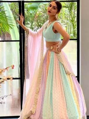 Most Beautiful Heavy faux Georgette sequins work Lehenga Choli With Dupatta