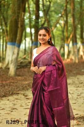 Most Demanding Cotton Tissue Purple saree