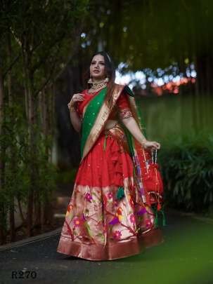 Most Elegant Parrot Work Paithani Lehenga Choli