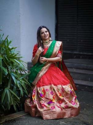 Most Elegant Parrot Work Paithani Lehenga Choli