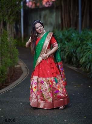 Most Elegant Parrot Work Paithani Lehenga Choli