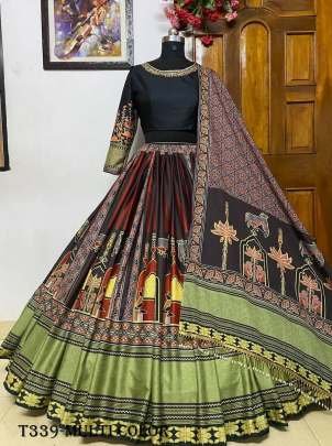 Multi Color Butter Silk Navratri Lehenga Choli