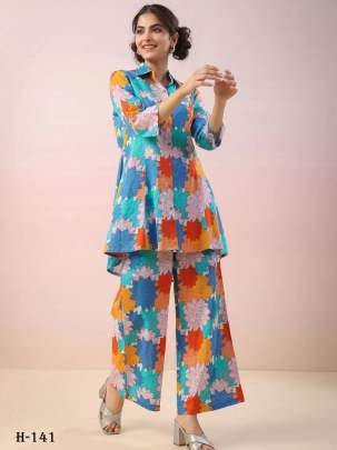 Multi Color Printed Cotton Top and Pant
