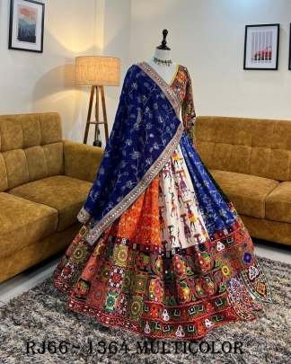 Multicolor Present  Butter Silk Heavy Flair Fancy Digital Print Work Navratri Ghara Choli