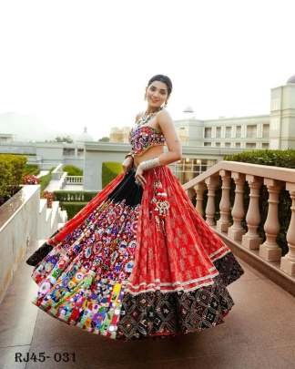 Multicolor print mirror work gujarati garba navratri ghagra Choli