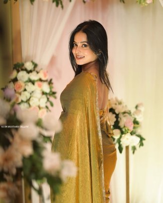 Mustard Yellow Shine Saree  For Festive & Party Wear