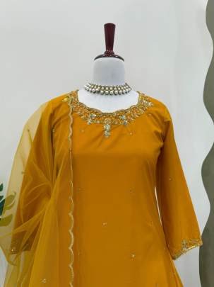 Mustard Yellow Traditional Lehenga Set With Thread And Sequence Work