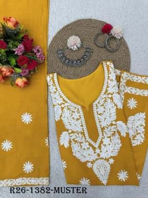 Muster Chain Stich Work Heavy Rayon Kurtis