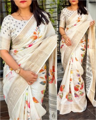 Nalini Designer hand  printed  zari weaving checks Cotton Silk zari jacquard saree