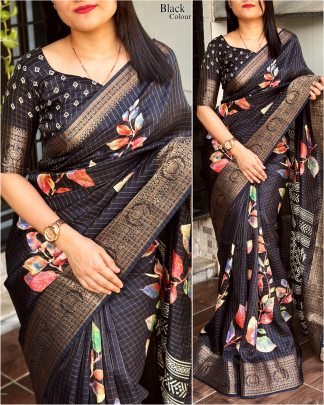 Nalini Designer hand  printed  zari weaving checks Cotton Silk zari jacquard saree