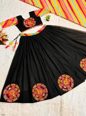 Navratri Special Black Georgette Lehenga Choli With Gamthi Work