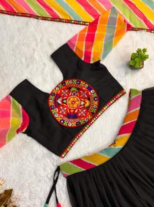 Navratri Special Black Georgette Lehenga Choli With Gamthi Work