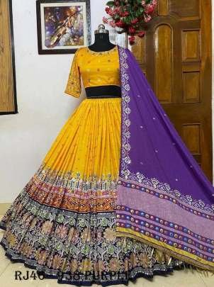 navratri special purple Butter Silk Lehenga Choli Dupatta