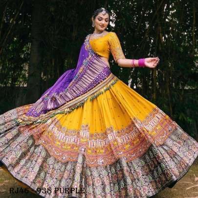 navratri special purple Butter Silk Lehenga Choli Dupatta