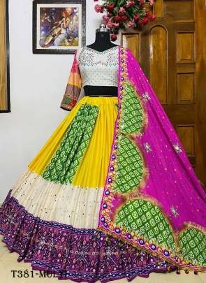 Navratri Wear Designer Multi Color Butter Silk Lahenga Choli