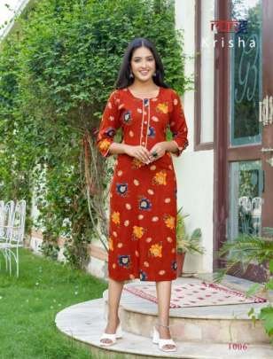 New Arrival By Rung Krishna Printed Rayon Kurtis