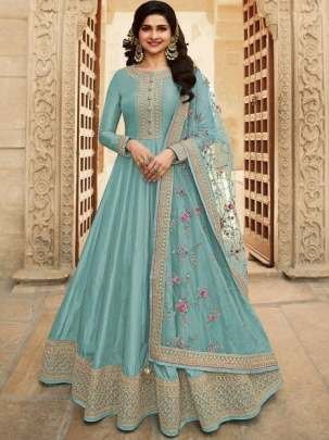 New Arrival Premium Semi stitch Sky Blue Gown With Dupatta