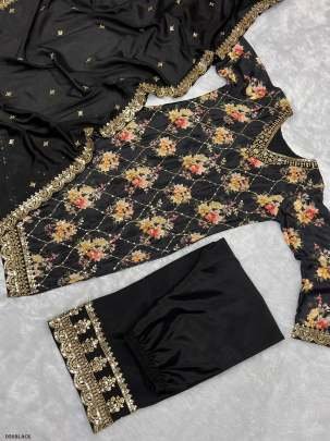 New Arrival Pure Chinon Silk Embroidered Work Sharara Suit